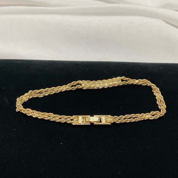 Vintage Metal Double Chain Alexis Bracelet with CZs & Ruby Stone - Picture 4 of 5